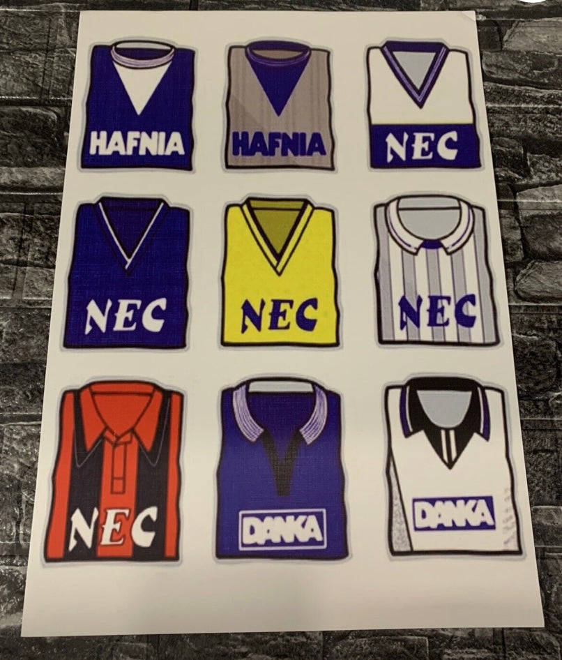 Everton Retro Shirts  A3 Pop Art Poster