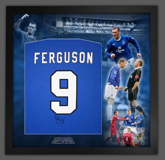 Duncan Ferguson Signed Shirt in Montage Mount