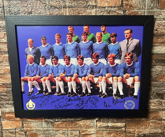 Everton Squad 1969/70 League Champions Limited Edition Hand Signed A3 Poster (Amber Edition)