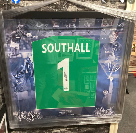 Neville Southall Signed Shirt in Montage Mount