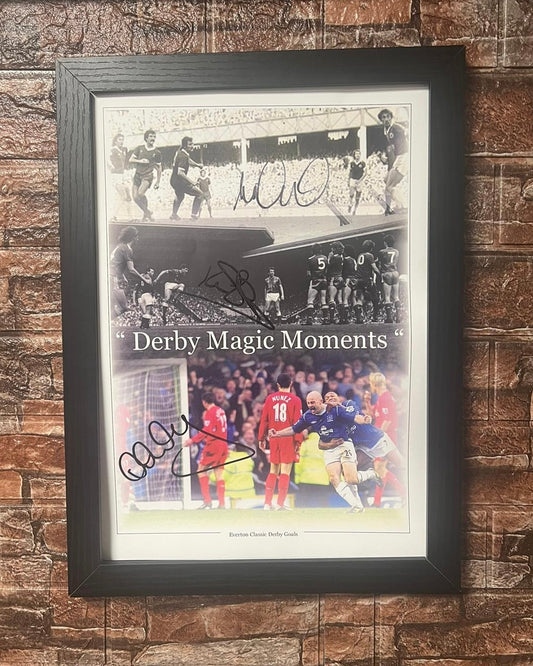 Triple Signed A3 Derby Goals Montage Andy King, Kevin Sheedy & Lee Carsley