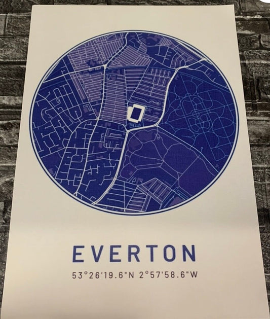 Goodison Park Nautical Map A3 Pop Art Poster