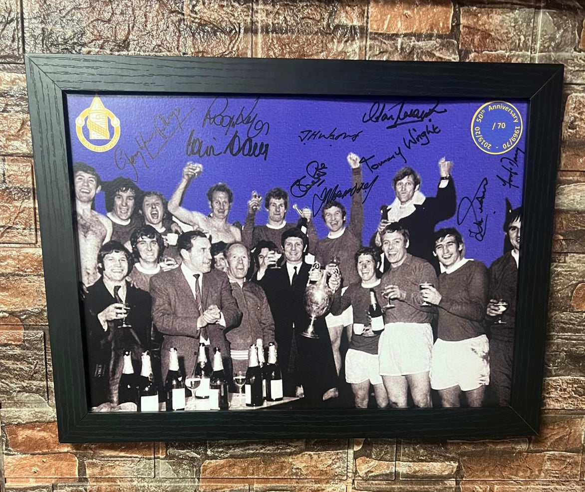 Everton Team 1969/70 League Champions Celebration Limited Edition Hand Signed A3 Poster