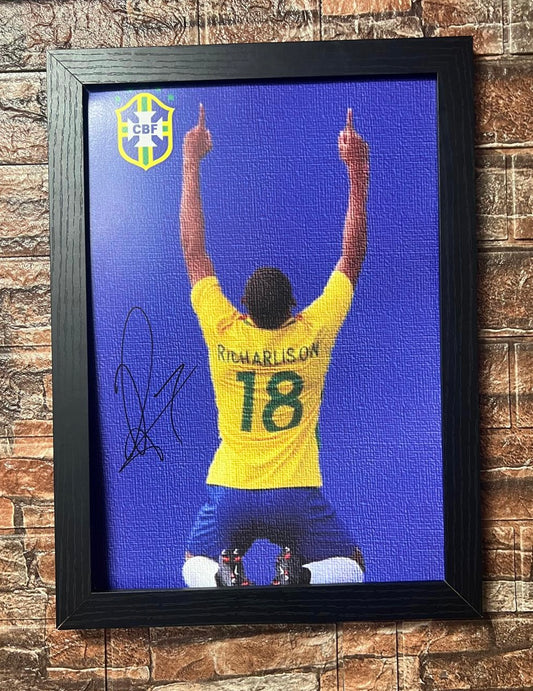 Richarlison Hand Signed Brazil A3 Poster