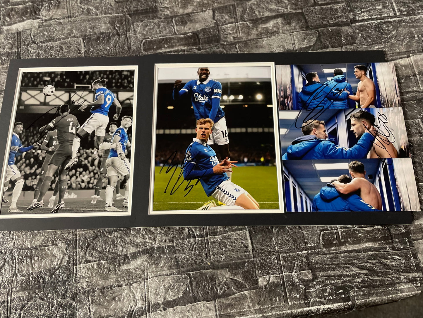 3 Everton Liverpool Signed derby win photographs